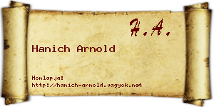 Hanich Arnold névjegykártya